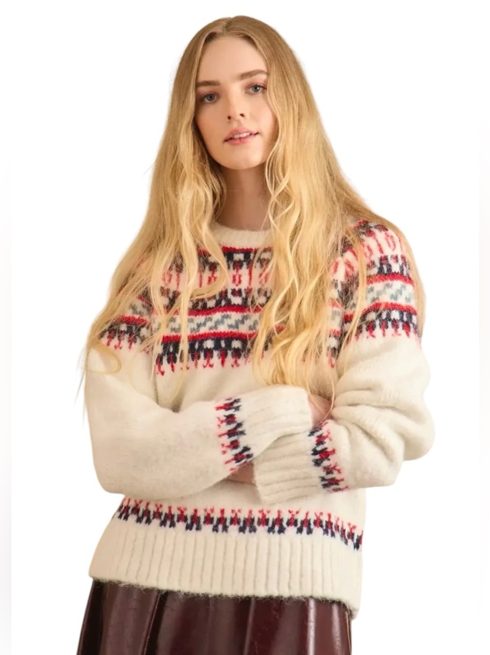 NEW Hunter Bell Josie Sweater. Cream Fairisle. S. NWT